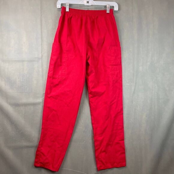 Cherokee Workwear Scrub Pants Women Size XS Red Pull On Elastic Waist Cargo - Picture 7 of 10